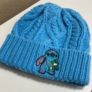 Like NEW Disney Lilo & Stitch with Frog Sky Blue Cable Knit Beanie Winter Hat